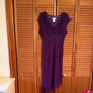 Cold Water Creek-Elegant Asymmetrical Dress in Rich Purple Size 14 Petite